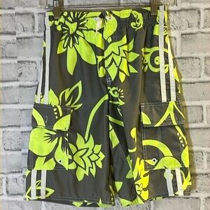 4/$20 Old Navy boys swim trunk fluorescent yellow/gray elastic waist